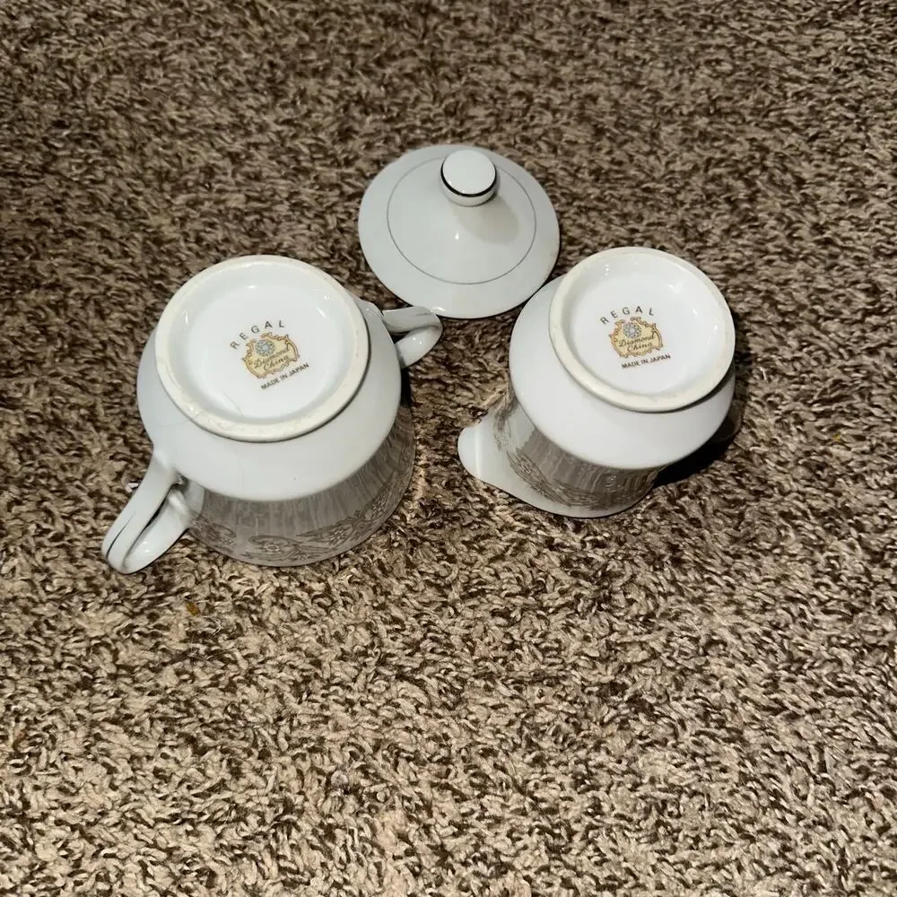 Regal China Creamer & Sugar Bowl Set Japan Floral Gold Trim